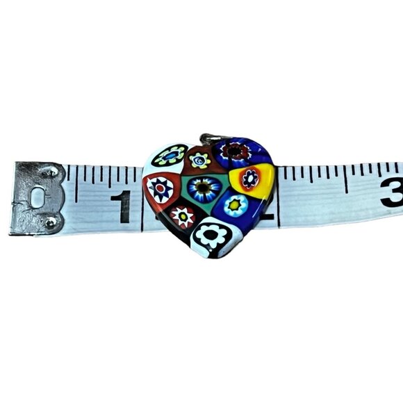 Boho Heart Charm with Necklace Circle 1" Cute Floral Hippie Jewelry - Picture 8 of 8